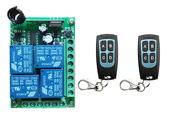 DC 12V 10A 4CH RF беспроводное реле дистанционное управление переключатель 315 MHZ/433 MHZ