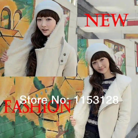 Women China Style Fashion Casual Cute Woolen Hooded Coats Jacket / Girl's Simple Cotton Velvet Knitted Thicken Tops/ A083 | Женская