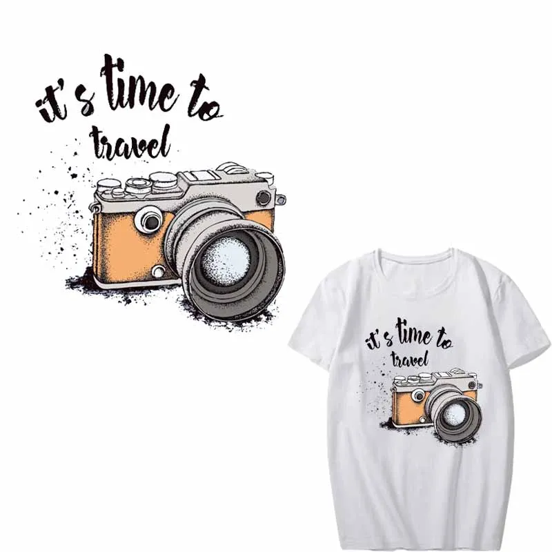 

Iron on Camera Patches for Clothing Heat Transfer Vinyl Letter Patch Stickers Print on T-shirt Jacket DIY Applique Thermal Press