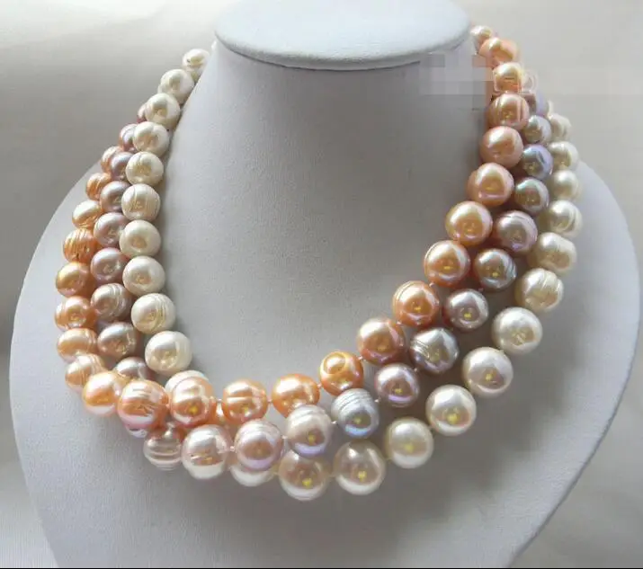 Комплект из колье и серёг комплект 3 круглых сережек с пресноводным жемчугом 17 13