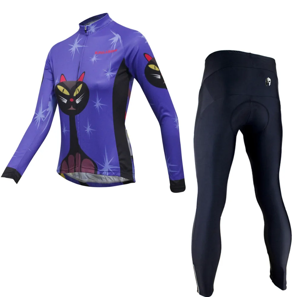 

Cat Pattern Women Long Sleeve Bicycle Clothing Three Storage Bags On The Back Pro Ropa Ciclismo Mujer