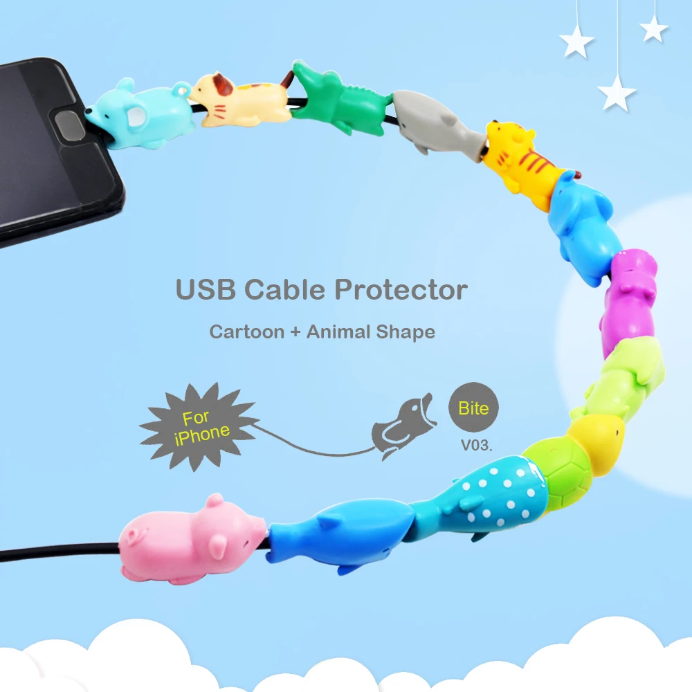 CHIPAL животное укуса провода намотки для Android USB органайзер для кабеля зарядного устройства протектор чомперы Акула кошка поросенок тигр держатель телефона