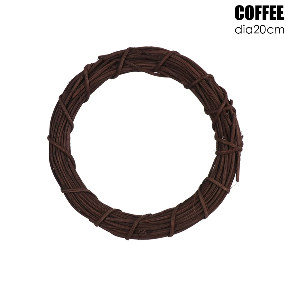 dia 20cm coffee 10/20/30 см ручной работы Рождественский ивовые прутья венок с украшением в виде кольца Свадьба украшение стены стол Дисплей DIY сушеные ротанга натуральный домашней двери - Цвет: dia 20cm coffee