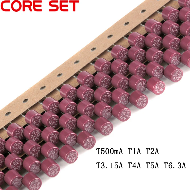 10 шт./лот цилиндрические предохранители T0.5A 1A 1.6A 2A 2.5A 3.15A 4A 5A 6.3A 250V медленный
