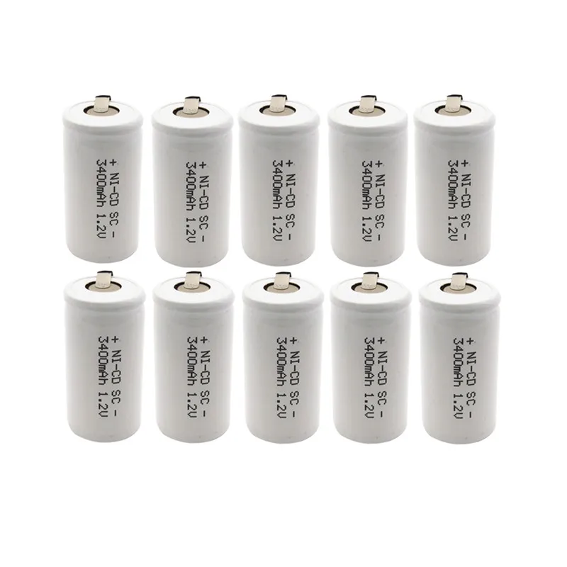 12 шт./лот TBUOTZO Sub C SC 1 2 V 3400mAh Ni-Cd Ni Cd аккумуляторы белые для dewalt электроинструментов |
