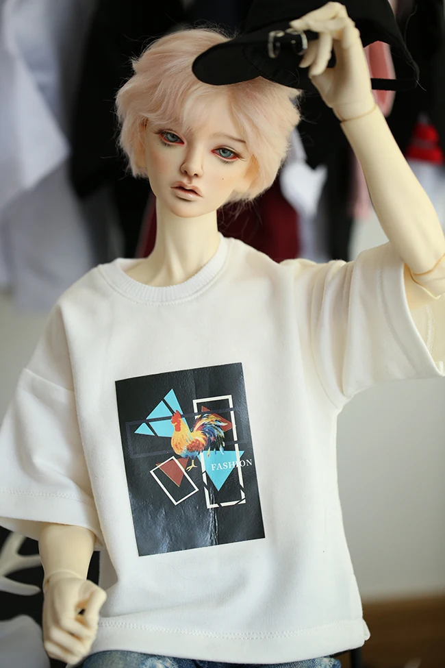 Рубашка для кукол BJD белая футболка с короткими рукавами и принтом 1/3 DD SD
