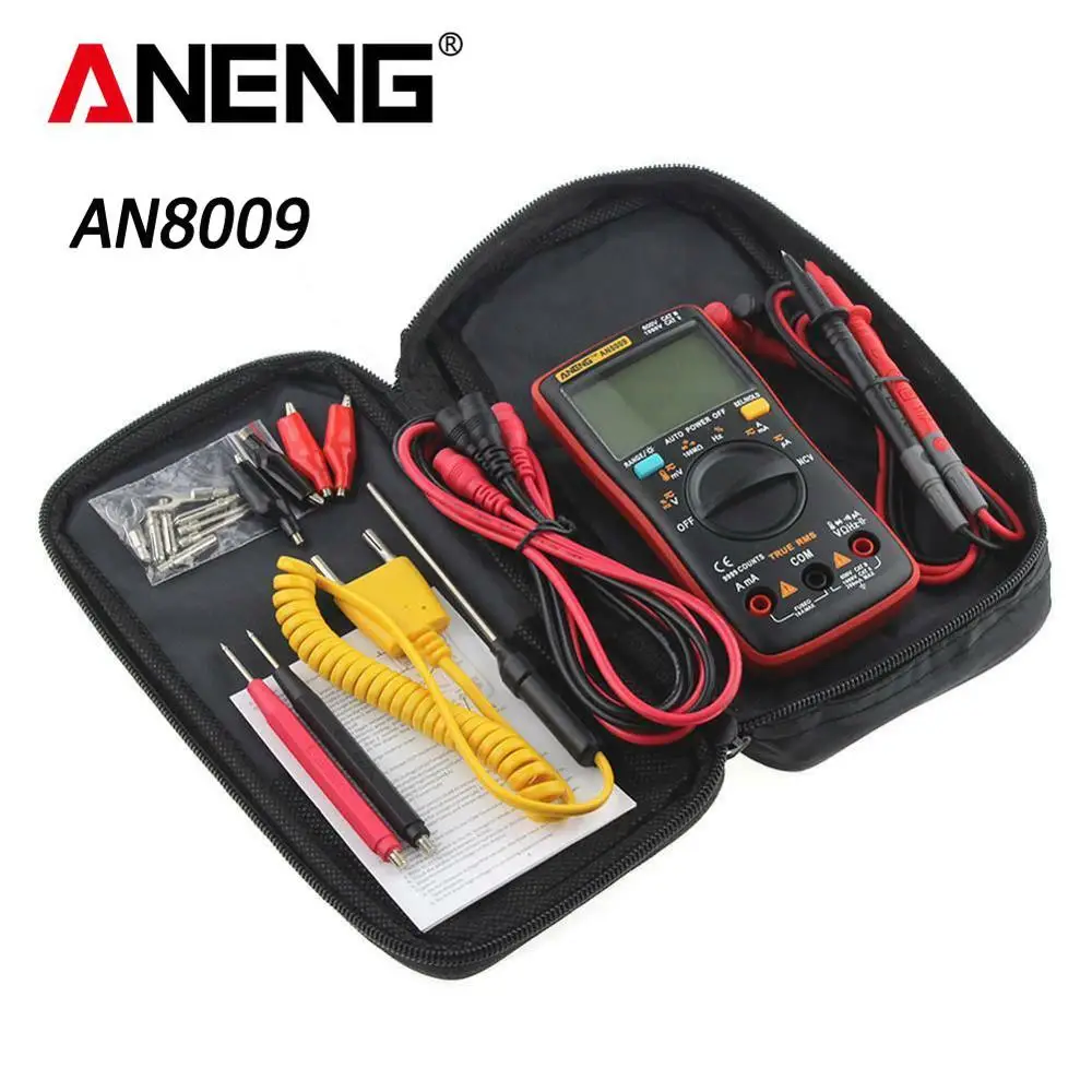 AN8009 Red AN8008 AN8009 транситор тестер True RMS цифровой мультиметр 9999 счетчик амперметр с подсветкой Напряжение Ток Ома квадратный вольтметр - Цвет: AN8009 Red