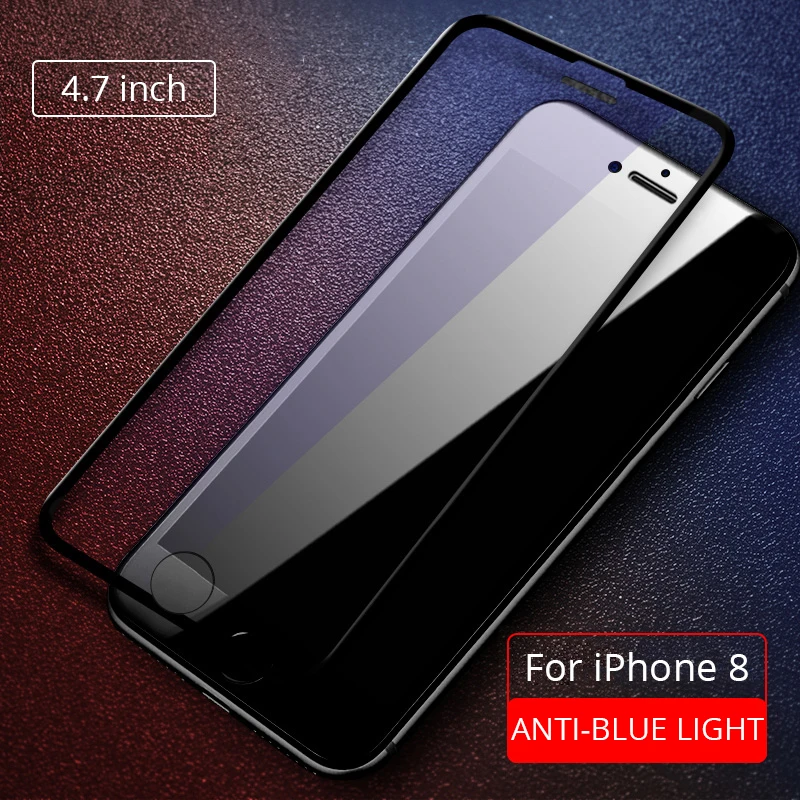 black for iphone 8 Рок-н-анти-синий светильник Экран протектор для iphone 8 7 6 6s Plus закаленное Стекло 9D экран загибающаяся Защитная Стекло для iphone 8Plus - Цвет: black for iphone 8