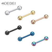 aoedej 6 colors tongue piercing barbells stainless steel tongue rings balls tongue piercing bars flesh body jewelry for women