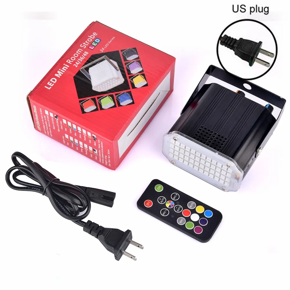 US Plug Стробоскоп сценический светильник Дискотека музыка вечерние 48 RGB пульт дистанционного управления мини- лампы для сцены фестиваль светящиеся вечерние принадлежности карнавальное освещение - Цвет: US Plug