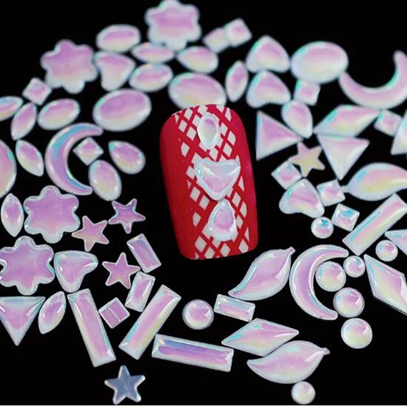 100 шт. жемчужные украшения для ногтей|white ab|3d glitternail art jewelry |