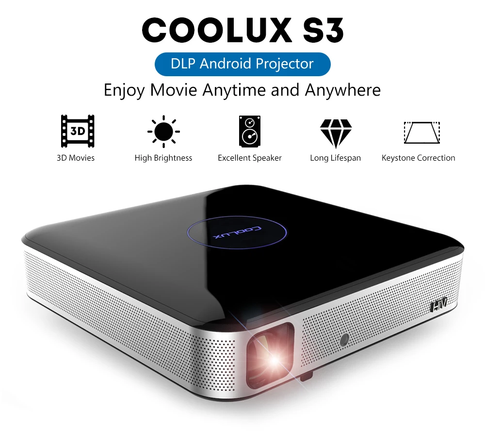 COOLUX S3 Pro DLP проектор для домашнего кинотеатра 1100 ANSI 1280x800 P Поддержка 4K 2 4/5 ГГц Wi Fi