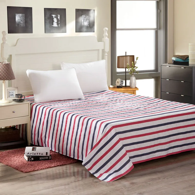 5 DecorUhome постельное белье из хлопка, домашний текстиль, покрывало для кровати, плоский лист, Королевский размер, Полоска, простыня, мягкое теплое постельное белье - Цвет: 5