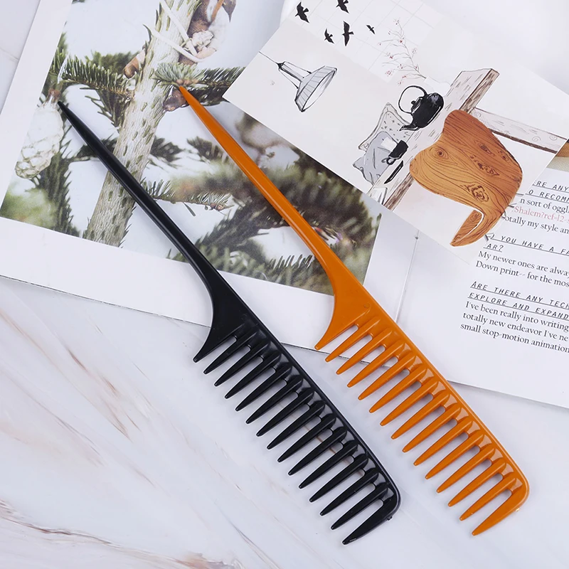 

1Pcs New Professional Tip Tail Comb For Salon Barber Section Hair Brush Hairdressing Tool DIY Hair Wide Teeth Combs 2 Colors