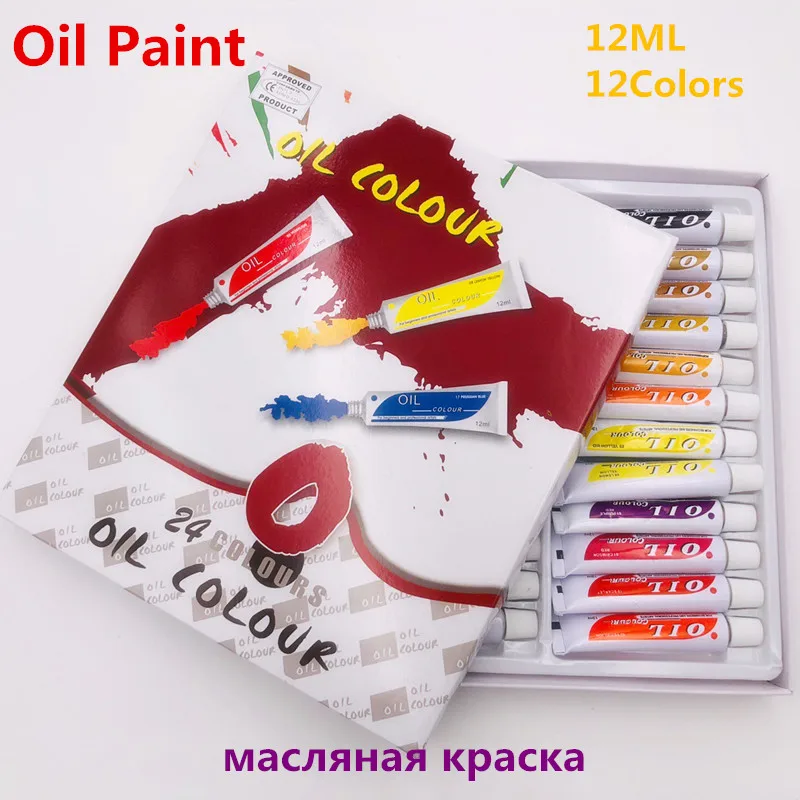 

24pcs Professional Tube Oil Paints Art For Artists Canvas Pigment Art Supplies Drawing 12ML 24Colours For Kids DIY