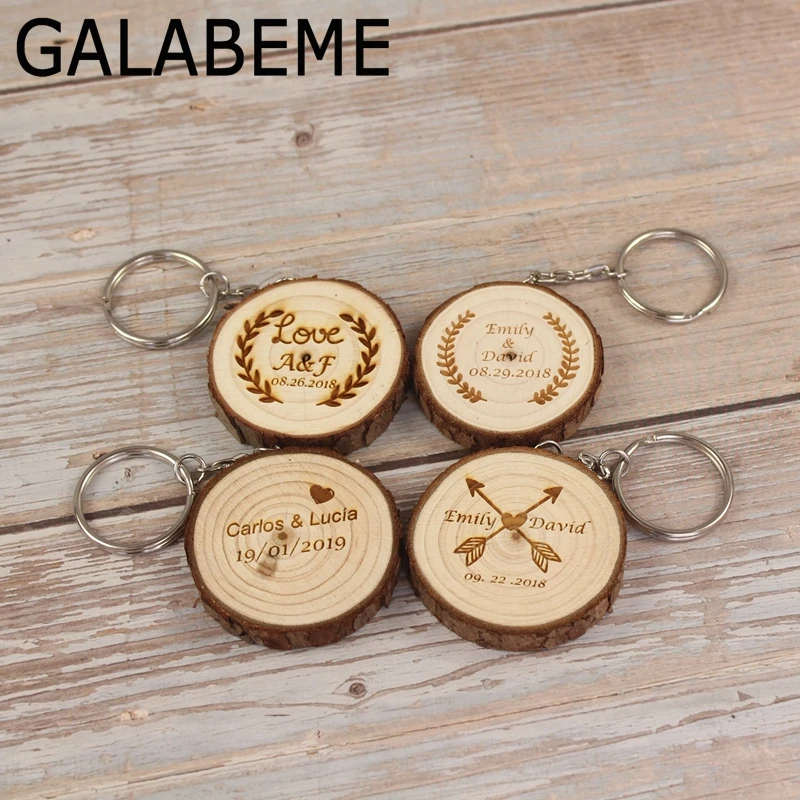 Galabeme индивидуальные, деревянные бирки брелок на заказ выгравированное имя Дата деревенская Свадьба Сувениры и подарки для гостей