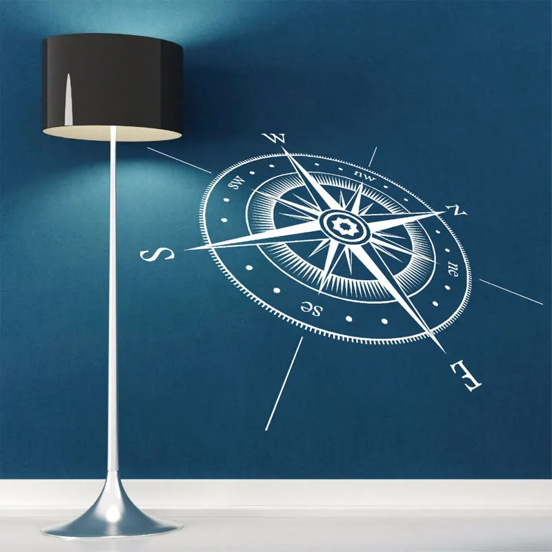 

Compass Wall Sticker Nautical Compass North South East West Points Wall Decal Vinyl Wall Art Mural Muurstickers Decoration A429