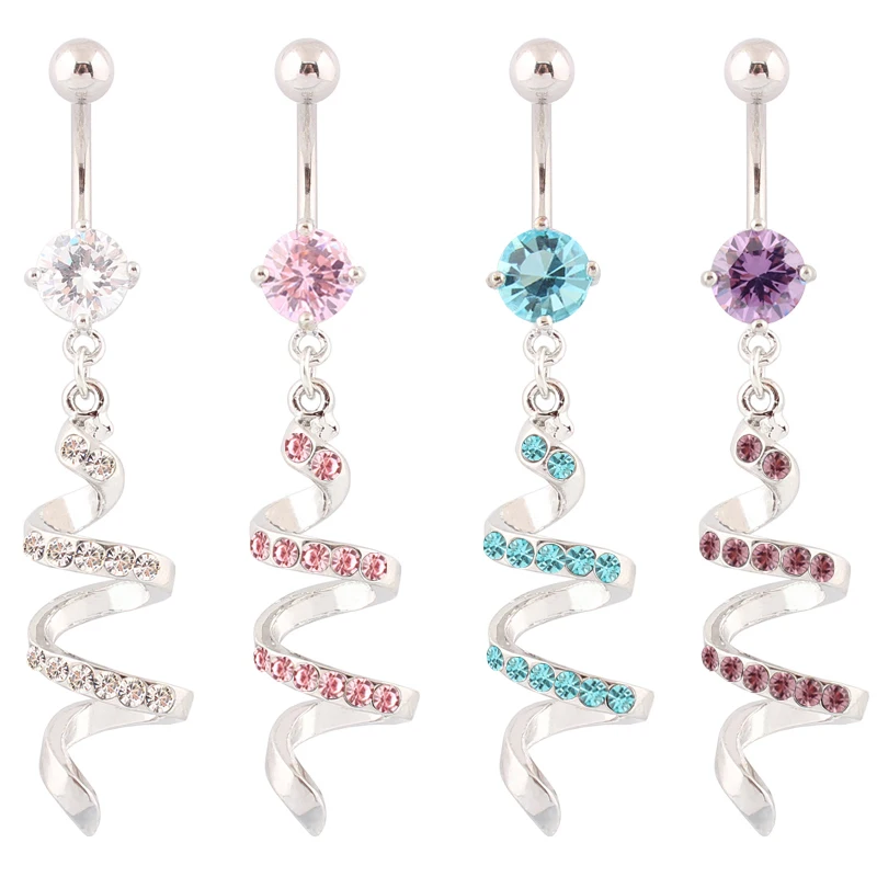 Болтающиеся спиральные пупка кольца Кольца пирсинг аксессуары для украшения