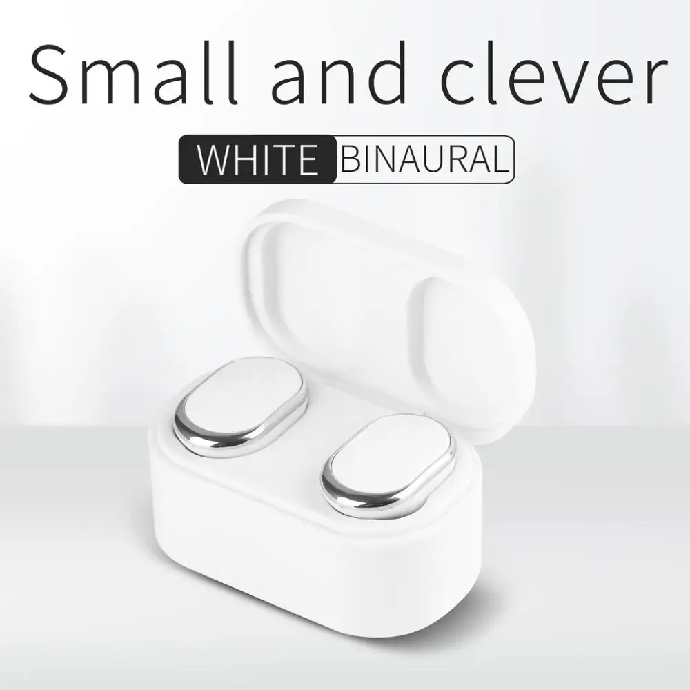 White dual earphone RIKYA K9 наушники Bluetooth 5,0 Earpods игровая гарнитура Bluetooth гарнитура Беспроводной мини для телефона с зарядки отделение - Цвет: White dual earphone