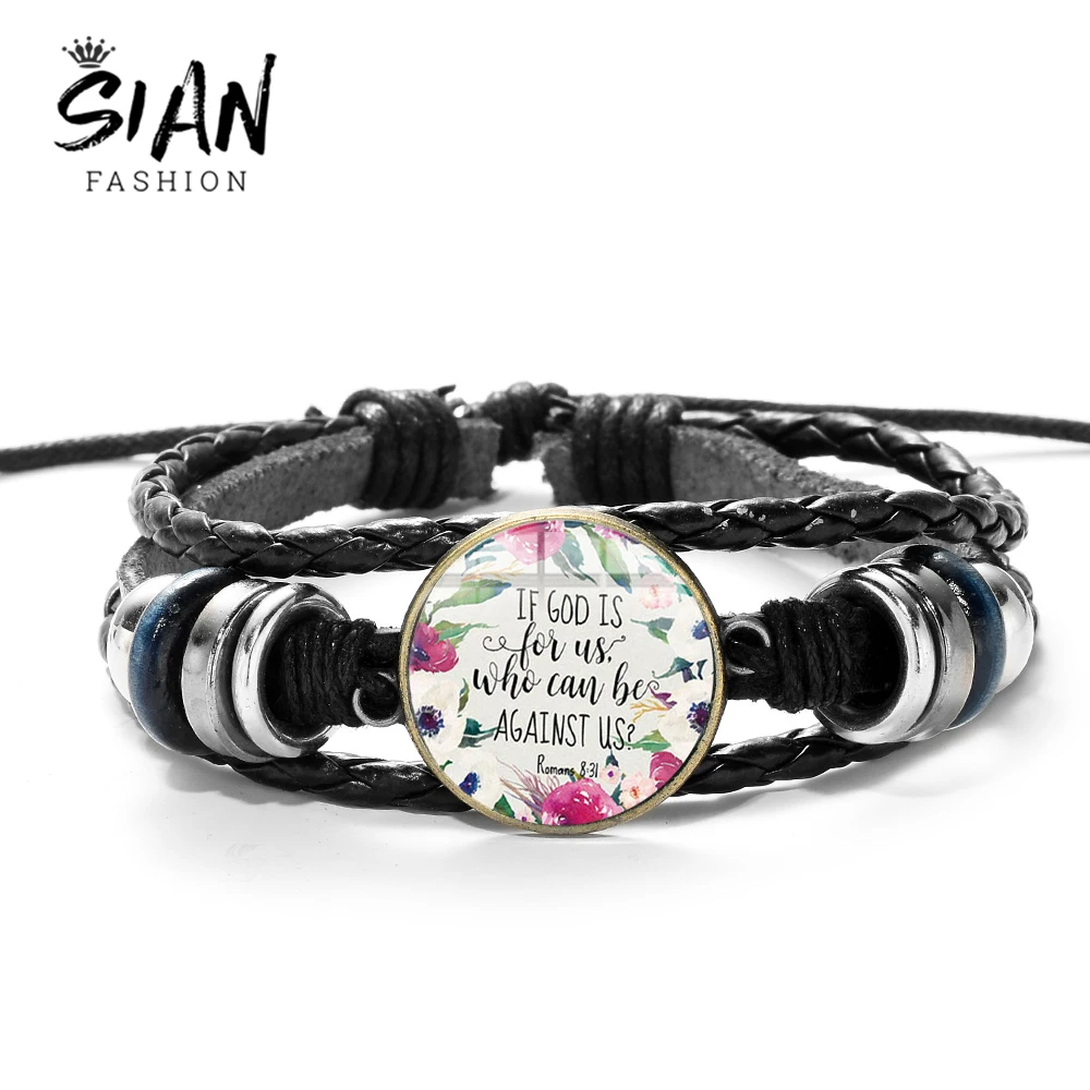 Многослойный кожаный браслет с надписью If God для нас кто может быть против