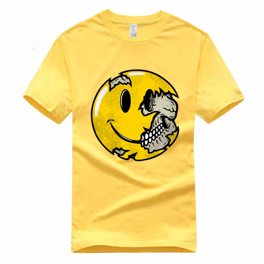 

Skull Smiley expression Euro Size 100% Cotton T-shirt Summer Casual O-Neck Short sleeve Tshirt For Men And Women GMT038