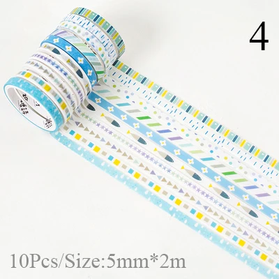 4 10 шт./кор. модный принт с блестками Фольга лента Washi DIY декоративный тонкая малярная лента для детей дневник в стиле Скрапбукинг декора Альбомы для фото - Цвет: 4