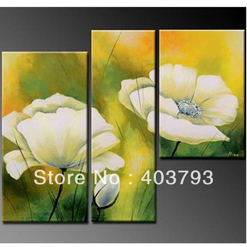 High quality  MODERN ABSTRACT HUGE WALL ART OIL PAINTING ON CANVAs green leaf white flower FREE SHIPPING