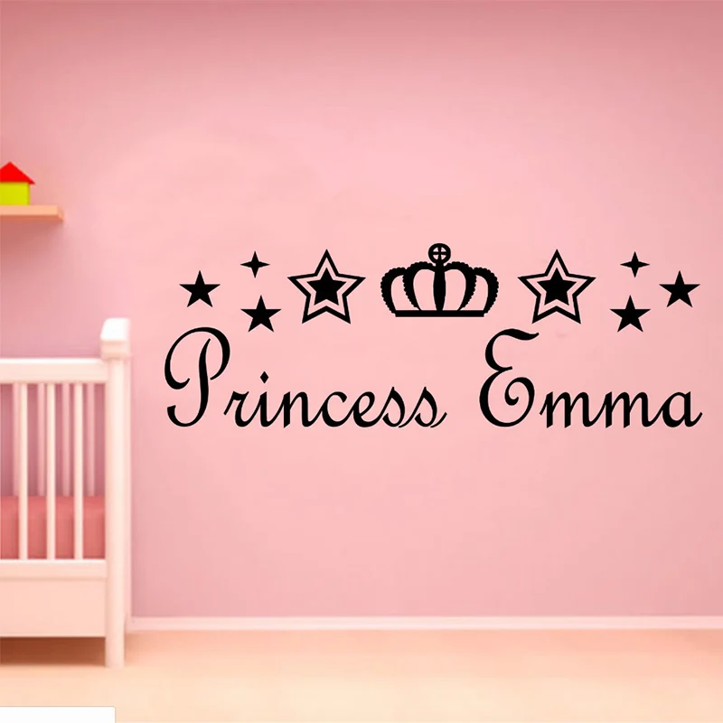 Индивидуальное Имя принцесса настенное Искусство Наклейка для девочек