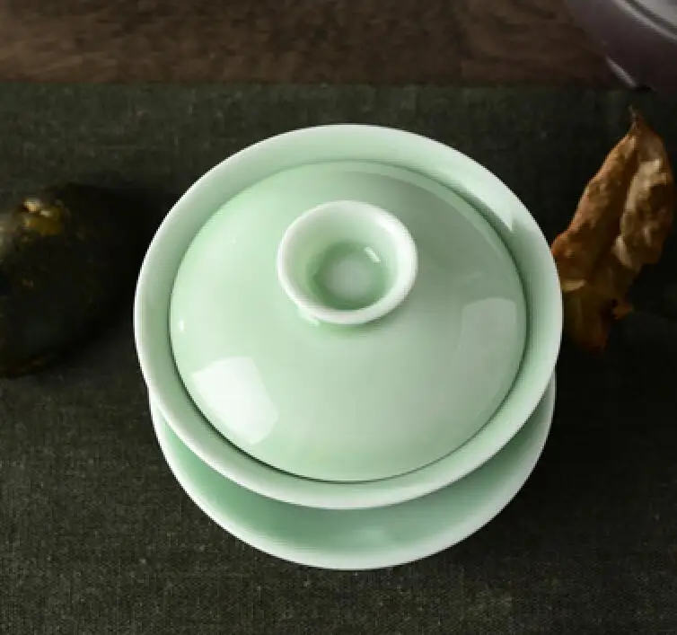 Китайский Селадон gai wan чайный набор из костяного фарфора чайная чашка Dehua gaiwan