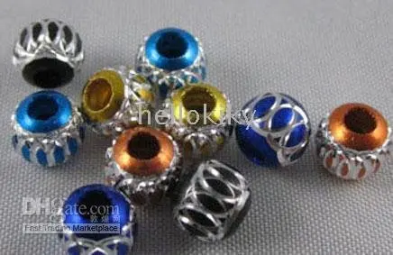 

3000pcs Mixed colour carved lantern Aluminium beads 7mm M691