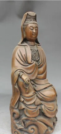 JP S0158 12&quot Chinese Buddhism Bronze Seat Kwan-Yin Guan Yin Bodhisattva Goddess Statue | Дом и сад