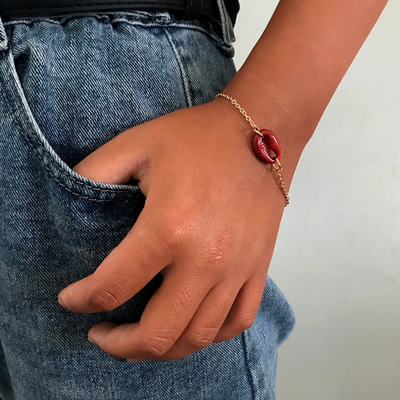 Очаровательный красный браслет в виде ракушки металлические золотые браслеты