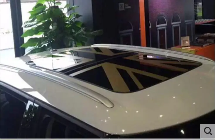 Золотые графические наклейки с британским флагом на крышу от солнца для MINI Cooper
