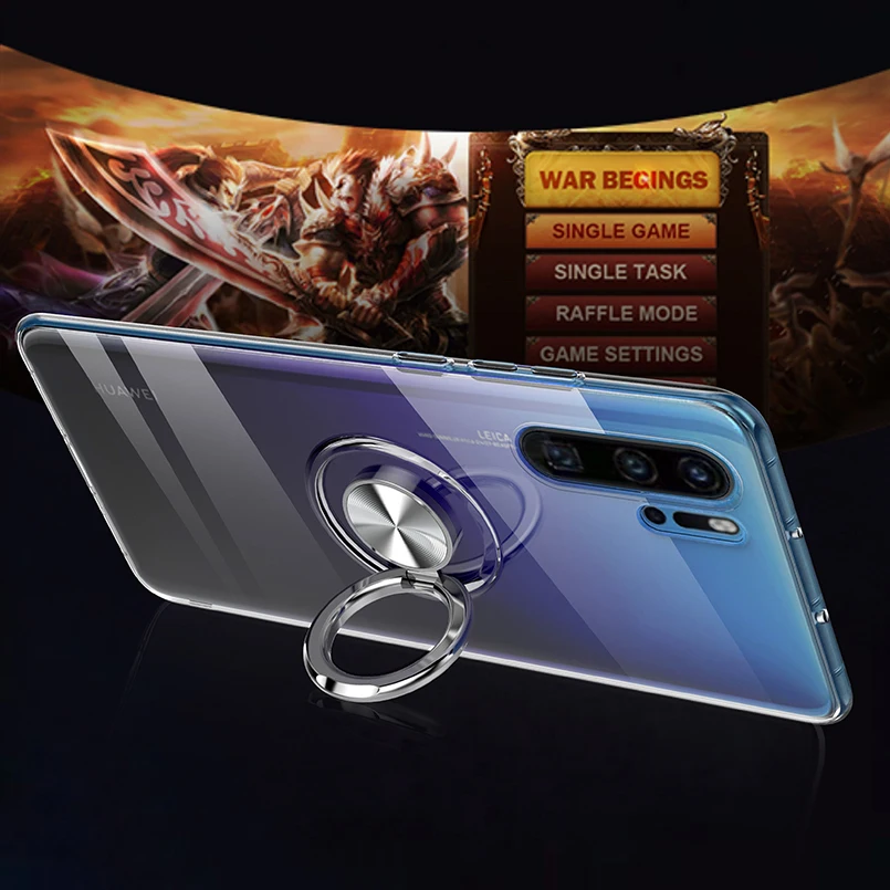 Magnetic Ring Bracket Case For Huawei P20 P30 Lite Transparent Finger TPU Clear Cover Mate 20 Pro |