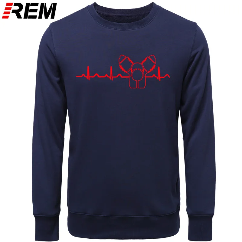 NAVY RED REM хлопок o-образным вырезом пользовательские печатные мужские Moto Guzzi Heartbeat зеленые мужские Толстовки, Толстовки - Цвет: NAVY RED
