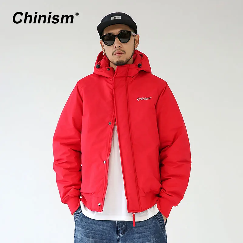 CHINISM Basic All-Match мужские зимние куртки с капюшоном 4 цвета чистый цвет толстые теплые