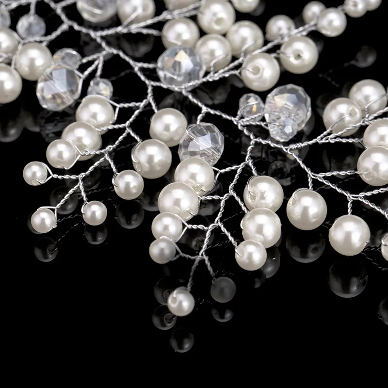 Wedding Bride Hairbands Hair Accessories White Pearl Crystal Bridal Headbands Headwear Women Party Prom Pieces Jewelry | Украшения и