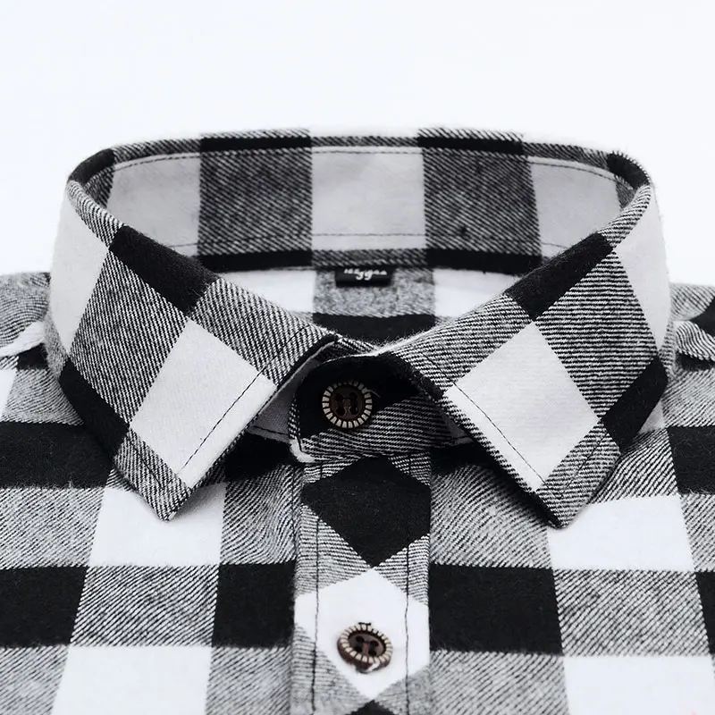 Aoliwen 2020 men Polished Plaid Long Sleeve Casual Brand Shirt Slim fit Comfortable fashion 16 colors high street England style