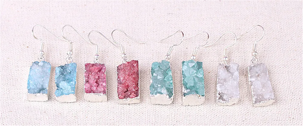 Ювелирные изделия для ушей Геометрические Квадратные Серьги Agates Cluster женские