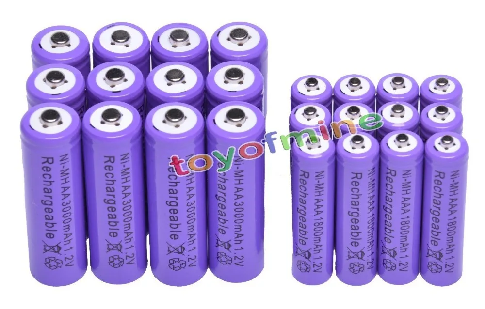12x AA + AAA 1 2 V 1800mAh 3000mAh NiMH фиолетовая аккумуляторная батарея|aaa 1.2v|rechargeable batteryaa 12 |