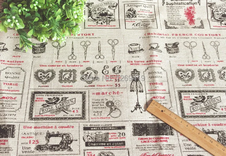 140*50CM High quality Retro Stamp Cotton Linen fabric telas DIY patchwork Doll cloth Sewing tablecloth curtain textile Tecido | Дом и сад