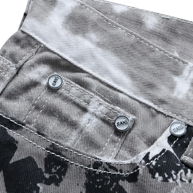 Новые роскошные брендовые Стрейчевые мужские джинсы с принтом американского