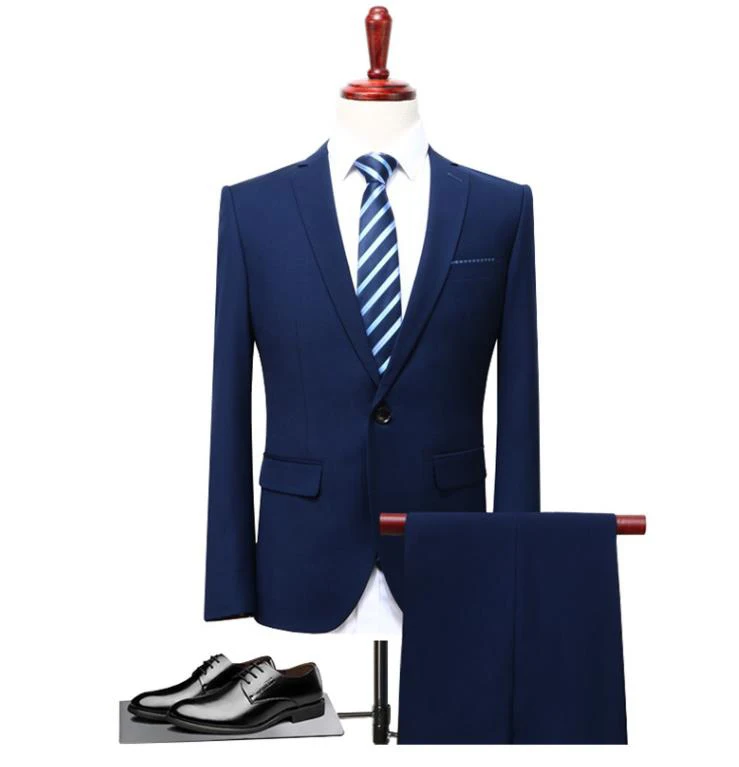 Navy Blue Men's Formal Slim Fit Tuxedo Suit Costume Homme Wedding Prom Suit For Men 3 Piece Traje Hombre Jacket Vest Pant