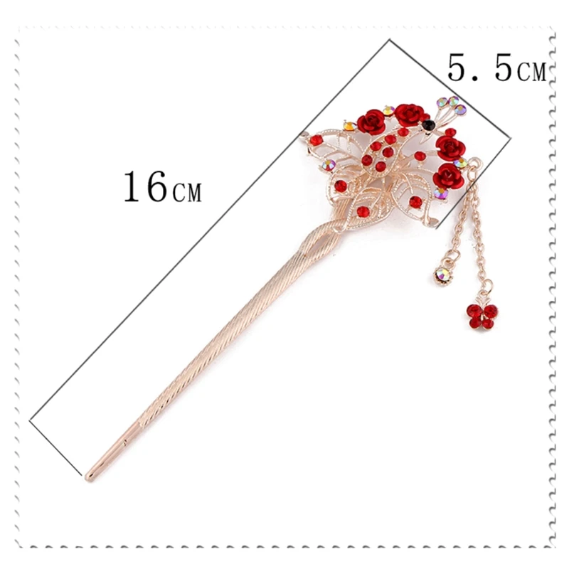 

Bride Hairpins Floral Classical Vintage Jewelry Headdress Wedding Tassel Sticks