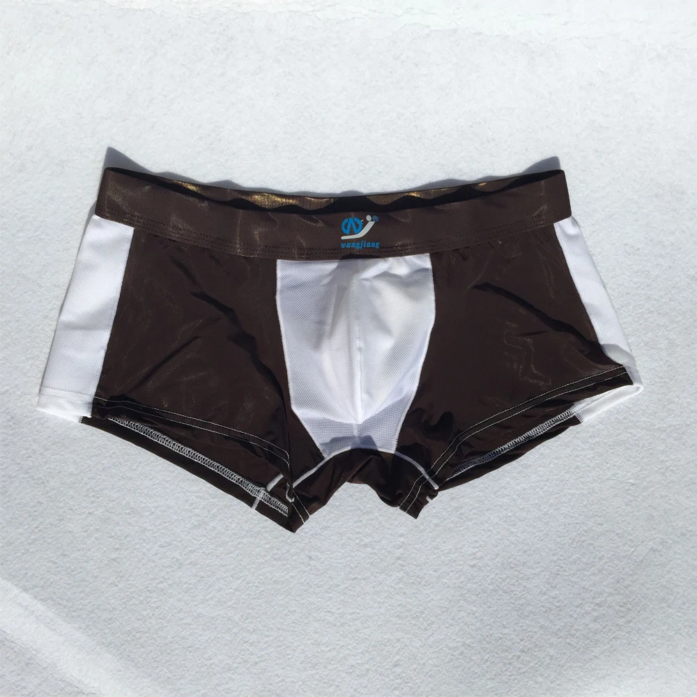 Нижнее белье, мужские боксеры, шорты, Cueca, сексуальные, ледяной шелк, Слип, для геев, мужское нижнее белье, U выпуклый мешок, трусы, спандекс, пэчворк, боксеры, дышащие