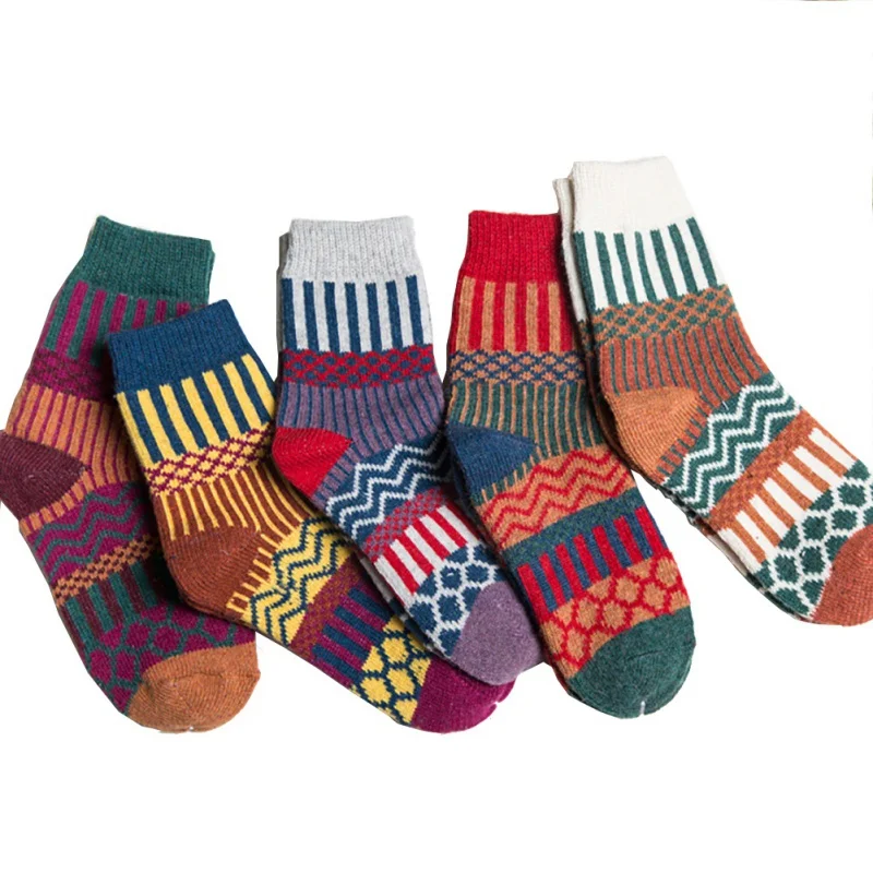 

New Wool Cotton Sock Casual Sports Socks Knitting Vintage Women Mens Christmas National Style Autumn Winter Mid-calf Socks