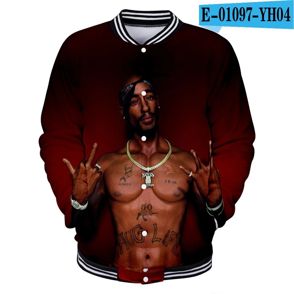 one 2Pac крутая мужская бейсбольная куртка Весенняя мода тонкий 3D принт с длинным рукавом Бомбер куртка Jaquetas мужские брендовые университетские куртки - Цвет: one