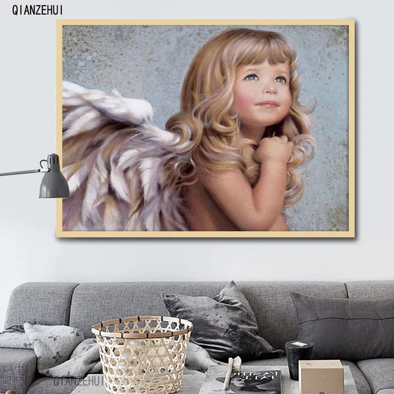 DIY Rhinestone plastic crafts painting diamond Angel girl cross Square stitch full embroidery | Дом и сад