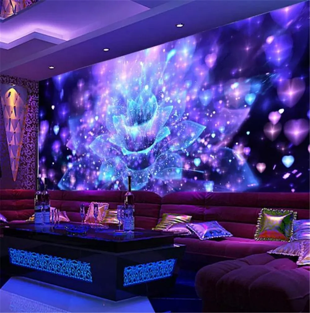 Custom Mural 3D Wallpaper Starry And Cool Delicate Flowers Indoor TV Background Wall Decoration | Обустройство дома