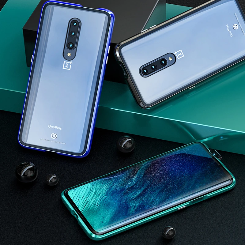 Защитный ударопрочный чехол на весь корпус для Oneplus 7 Pro металлический Bumber One Plus